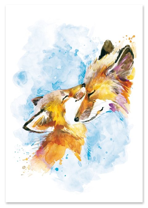 Plakat dla dziecka RODZINA LISKÓW kolor