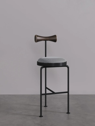 Hoker VELNO R tapicerowany designerski metal i drewno kratka