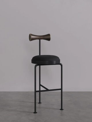 Hoker VELNO R tapicerowany designerski metal i drewno czarny