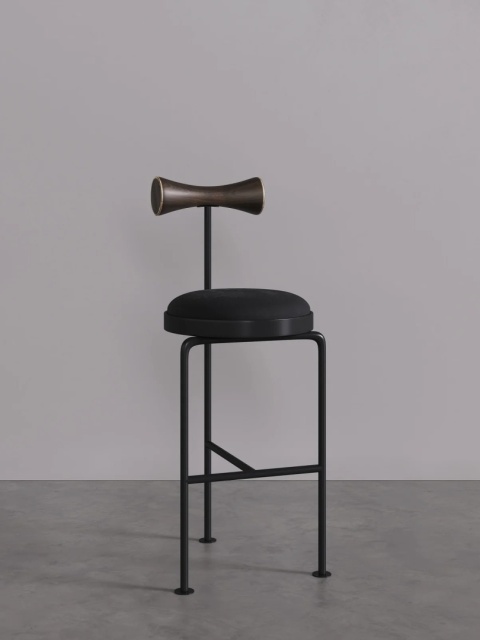 Hoker VELNO R tapicerowany designerski metal i drewno czarny