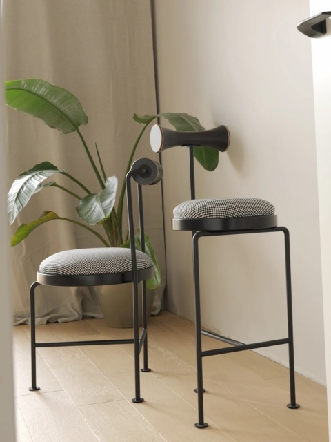 Hoker VELNO R tapicerowany designerski metal i drewno czarny