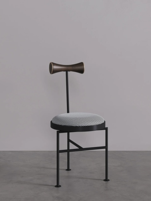 Krzesło VELNO tapicerowane metal i drewno designerskie czarne