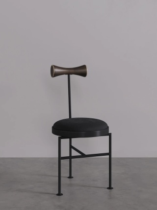 Krzesło VELNO tapicerowane metal i drewno designerskie czarne