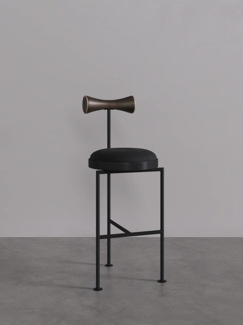 Hoker VELNO tapicerowany designerski metal i drewno kratka