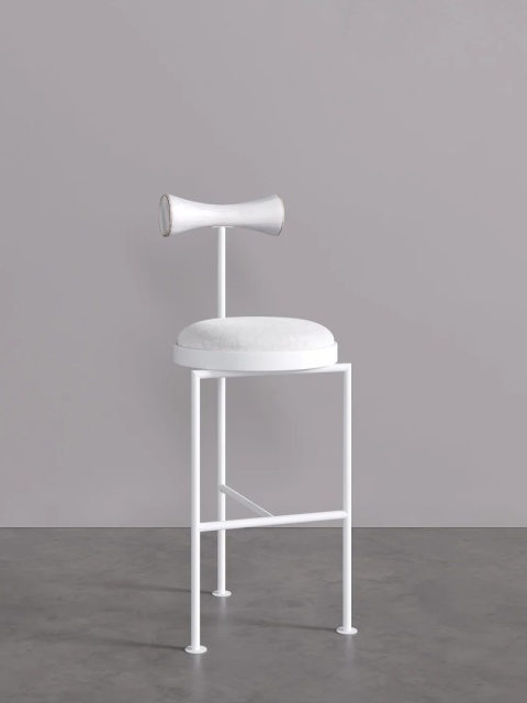 Hoker VELNO tapicerowany designerski metal i drewno kratka