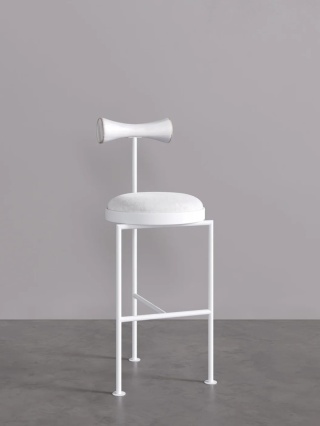 Hoker VELNO tapicerowany designerski metal i drewno biały