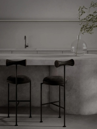 Hoker VELNO tapicerowany designerski metal i drewno biały