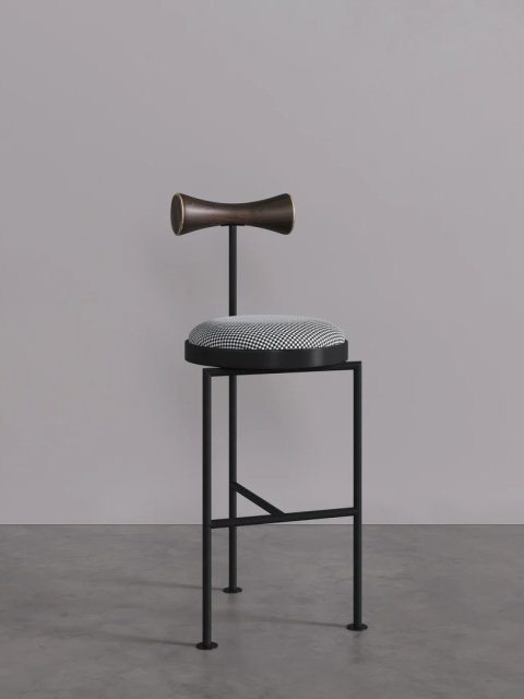 Hoker VELNO tapicerowany designerski metal i drewno biały