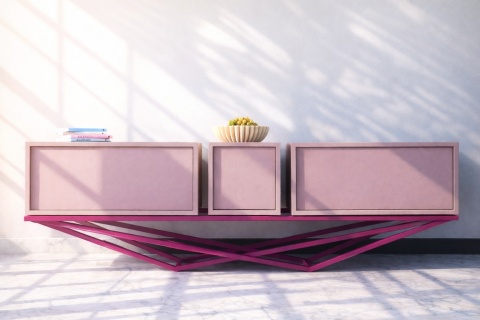 Komoda CANTO 180 x 56 cm metal fioletowa