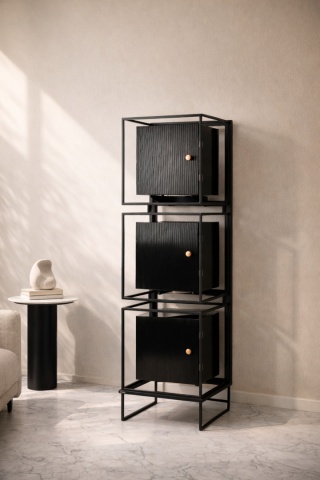 Szklany regał COMO 167 x 48 cm słupek stojący czarny