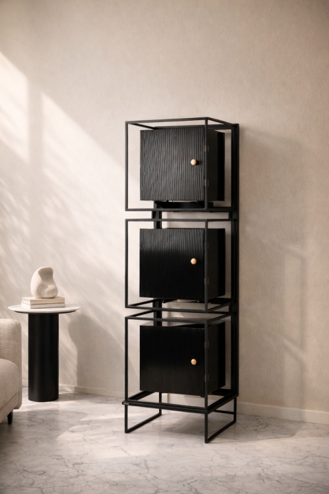 Szklany regał COMO 167 x 48 cm słupek stojący czarny