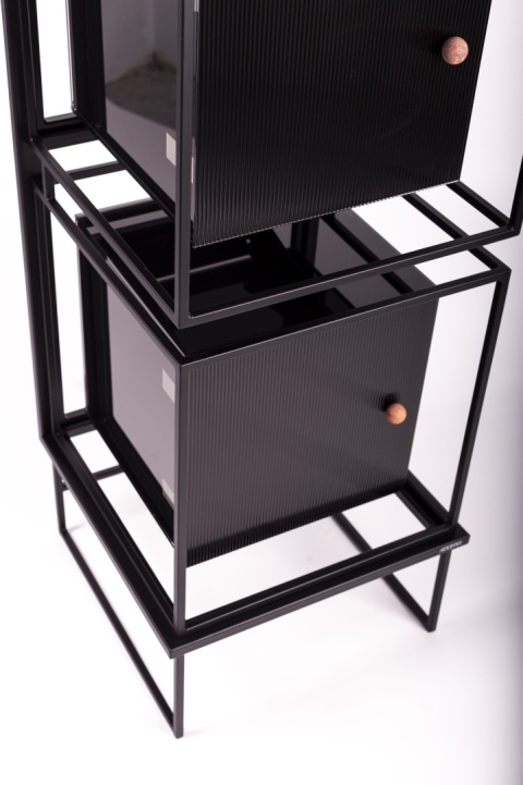 Szklany regał COMO 167 x 48 cm słupek stojący czarny