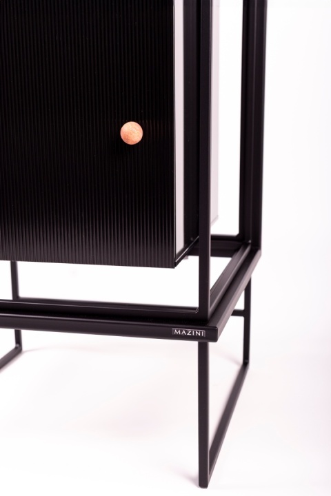 Szklany regał COMO 167 x 48 cm słupek stojący czarny