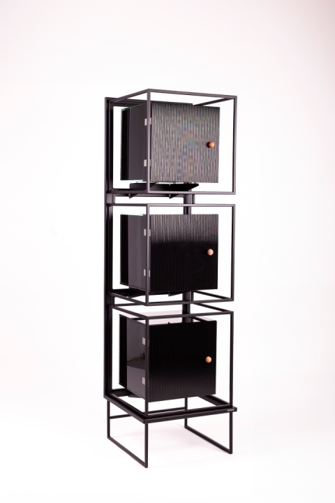 Szklany regał COMO 167 x 48 cm słupek stojący czarny