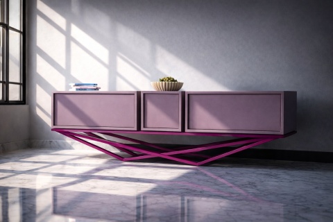 Komoda CANTO 180 x 56 cm metal fioletowa