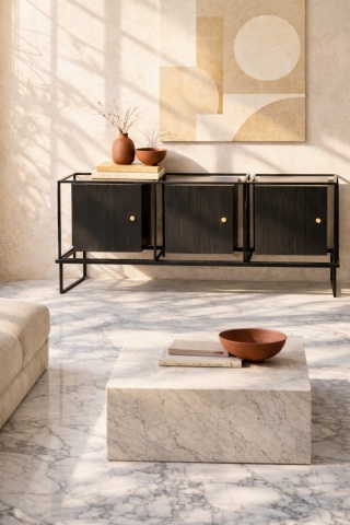 Komoda szklana COMO 148 x 67 cm designerska czarna