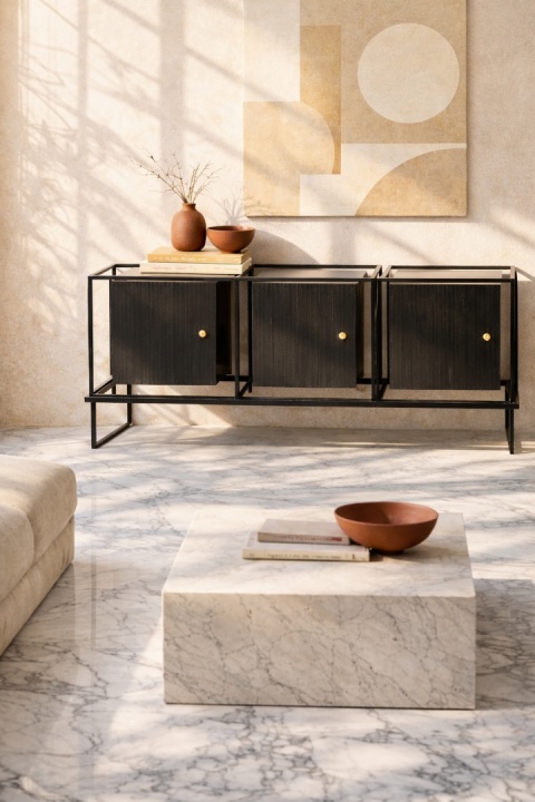 Komoda szklana COMO 148 x 67 cm designerska czarna