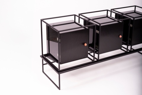 Komoda szklana COMO 148 x 67 cm designerska czarna