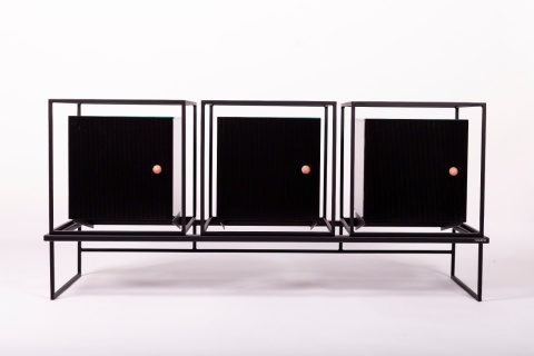 Komoda szklana COMO 148 x 67 cm designerska czarna