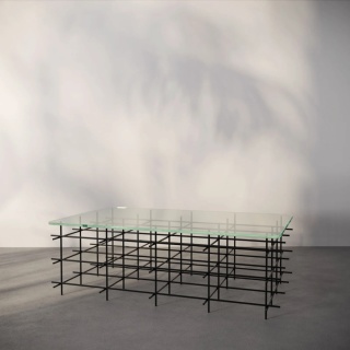 Stolik kawowy AURERA 100 x 60 cm szklany blat metalowe nogi czarne