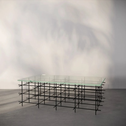 Stolik kawowy AURERA 100 x 60 cm szklany blat metalowe nogi czarne do salonu
