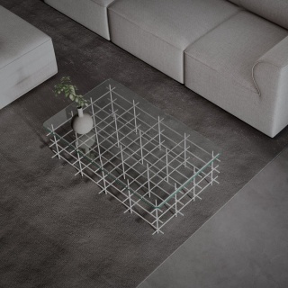 Stolik kawowy AURERA 100 x 60 cm szklany blat metalowe nogi czarne