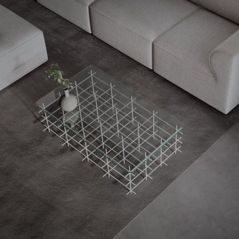 Stolik kawowy AURERA 100 x 60 cm szklany blat metalowe nogi czarne