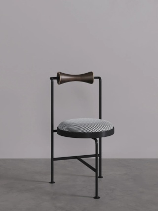 Krzesło VELNO SIDE tapicerowane metal i drewno niskie czarne