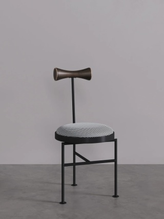 Krzesło VELNO tapicerowane metal i drewno designerskie kratka
