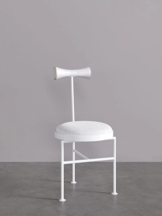Krzesło VELNO tapicerowane metal i drewno designerskie białe