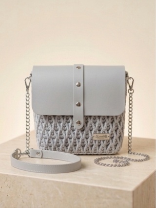 Listonoszka pleciona PLASTER MIODU torebka szara