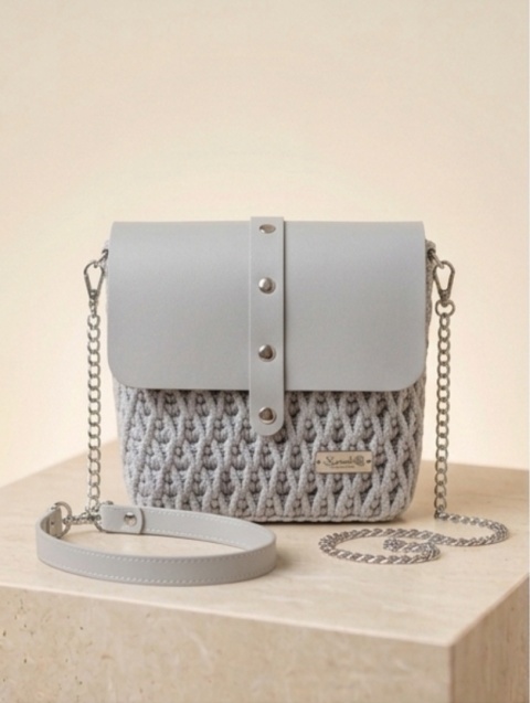 Listonoszka pleciona PLASTER MIODU torebka szara