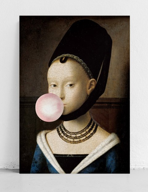 Plakat PORTRET Z BALONEM pop art w kolorze