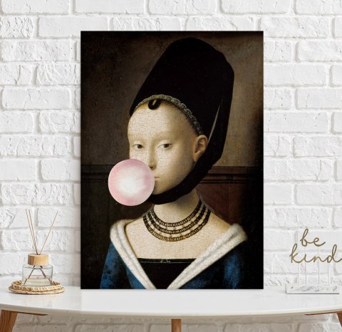 Plakat PORTRET Z BALONEM pop art w kolorze