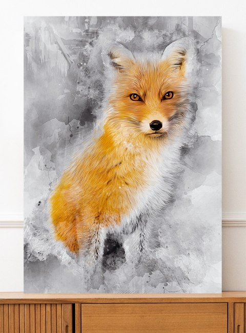 Plakat RUDY LIS ABSTRAKCJA pomarańczowo czarny