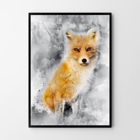 Plakat RUDY LIS ABSTRAKCJA pomarańczowo czarny