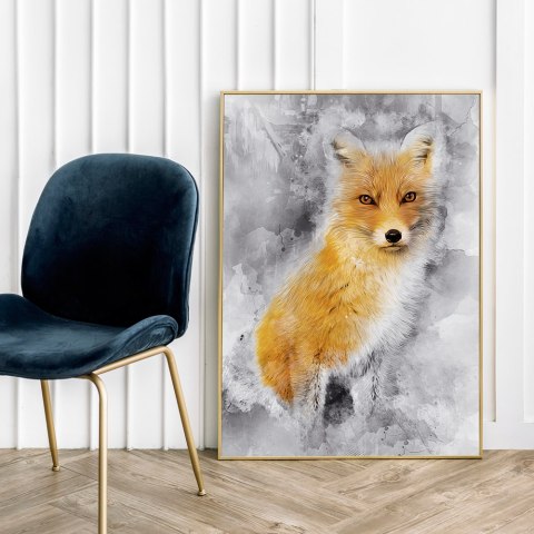 Plakat RUDY LIS ABSTRAKCJA pomarańczowo czarny