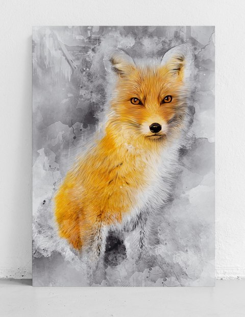 Plakat RUDY LIS ABSTRAKCJA pomarańczowo czarny