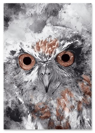 Plakat SOWA ABSTRAKCJA brązowo czarny