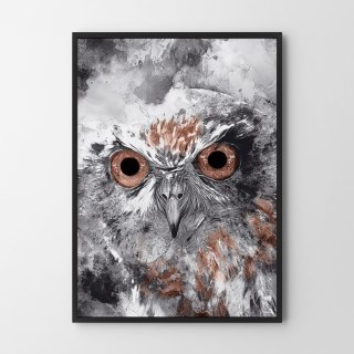 Plakat SOWA ABSTRAKCJA brązowo czarny