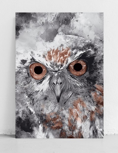 Plakat SOWA ABSTRAKCJA brązowo czarny