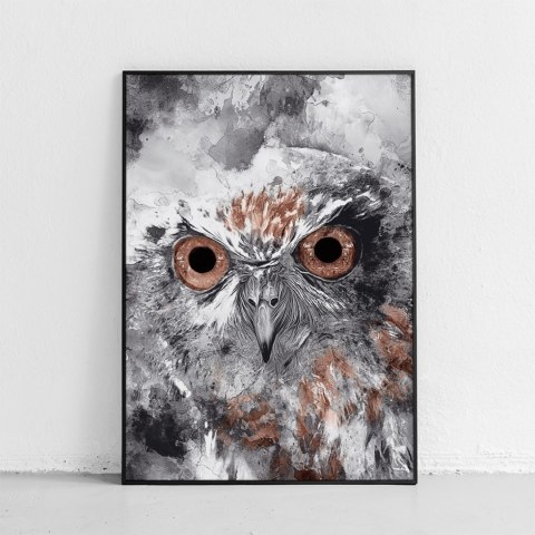 Plakat SOWA ABSTRAKCJA brązowo czarny