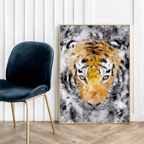 Plakat TYGRYS ABSTRAKCJA pomarańczowo czarny