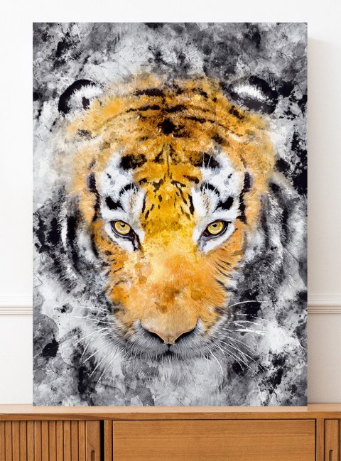 Plakat TYGRYS ABSTRAKCJA pomarańczowo czarny