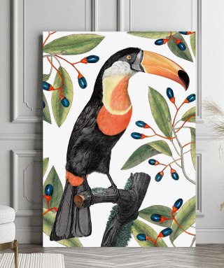 Plakat tukan w liściach