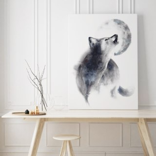 Plakat wilk akwarela