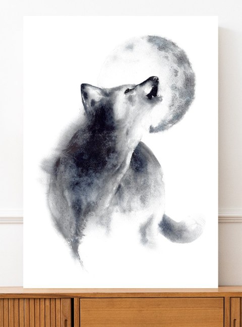 Plakat wilk akwarela