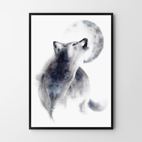 Plakat wilk akwarela