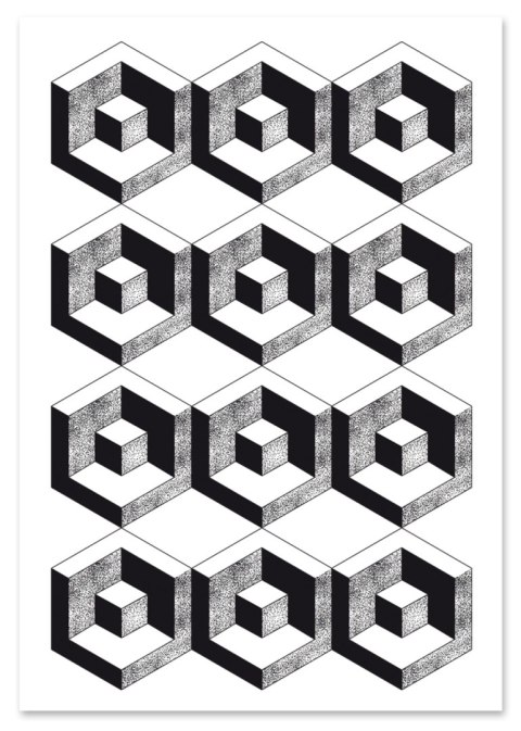 Plakat wzór geometryczny czarnobiały