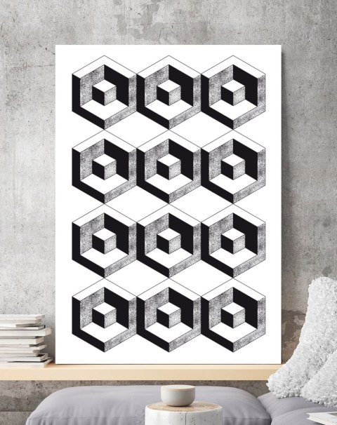 Plakat wzór geometryczny czarnobiały